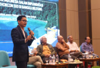 Caption: Andri Yanto, Junior Manager PT Thorcon Power Indonesia saat menyampaikan paparannya, salah satu narasumber Diskusi Publik Memahami Rencana PLTN di Bangka Belitung Diskusi Data dan Fakta, Sabtu (7/2/2026)